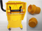 Commercial Mop Bucket Wringer Mount Bracket End Plugs Left and Right Set Yellow Plastic Stopper Repair Parts for Side Press Wringer Combo Rectangular Commercial Mop Bucket on Wheels
