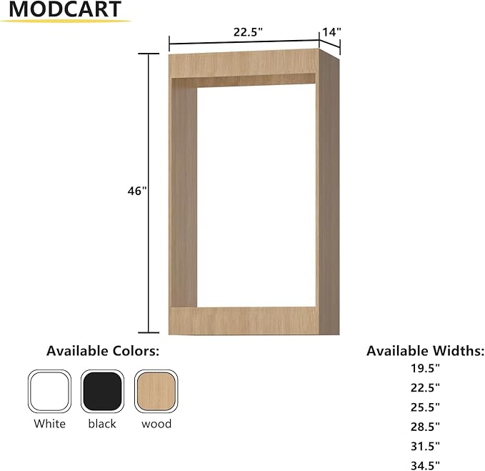 MODCART Double Hanging Closet Unit, Modular System Organizer With Storage for Walk In Closets, Clothing Rack Wardrobe for Hanging Clothes, Bedroom, Wood, 22.5"W