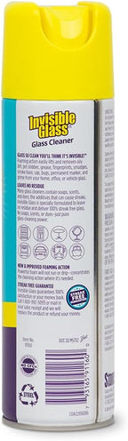 Invisible Glass 91160-4PK Premium Aerosol Glass and Window Foaming Cleaner Spray – Cleans Glass, Windows, Mirrors, Shower Doors, and More – Streak-Free, Ammonia-Free, Tint-Safe – 19 oz (Pack of 4)