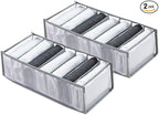 Wardrobe Clothes Organizer 7 Grids Portable Closet Organizer Mesh Separation Storage Box Foldable Closet Drawer Organizer for Underwear Socks Scarves Leggings (Grey, 2 Leggings Grid)