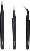 3PCS Precision Tweezers Set, Upgraded Anti-Static Stainless Steel of Tweezers, for Electronics, Soldering, Laboratory Work, Jewelry-Making, Model, Craft