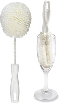 Set of 2 Crystal Stemware & Goblet Glass Cleaning Brush Kit - Non-Scratch Foam Wine Glass Brushes for Washing Glasses, Decanter, Mug, Stemware - for Home, Restaurant, Bar, Hotel - by FryOilSaver Co.