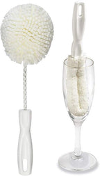 Set of 2 Crystal Stemware & Goblet Glass Cleaning Brush Kit - Non-Scratch Foam Wine Glass Brushes for Washing Glasses, Decanter, Mug, Stemware - for Home, Restaurant, Bar, Hotel - by FryOilSaver Co.