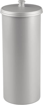 iDesign Freestanding Bathroom Toilet Paper Storage Holder with Lid for 3 Extra Rolls, 2-Pack, Silver