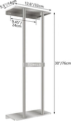 STWWO Bathroom Towel Storage for Bathroom, Wall Towel Rack for Rolled Towels, 30 inch Towel Holder Wall Mounted with Metal Shelf Can Holds 6 Large Towels, Brushed Nickel
