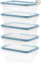 Snapware Plastic Total Solutions (5-Pack, 3 Cup) Food Storage Containers Set, Airtight & Leakproof Plastic Locking BPA-Free Lids Tupperware, Freezer Dishwasher Microwave Safe