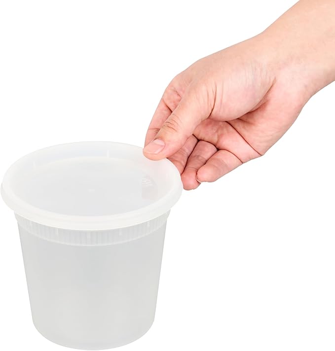 Restaurantware-Asporto 24 Ounce To Go Boxes, 100 Microwavable Round Soup Containers - Clear Plastic Lids Included, Do Not Contain BPA, Clear Plastic Soup Containers, Disposable