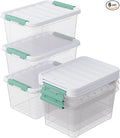 6-Pack 20 Quart Plastic Storage Latch Box with Lid, Clear Stackable Storage Container Bins