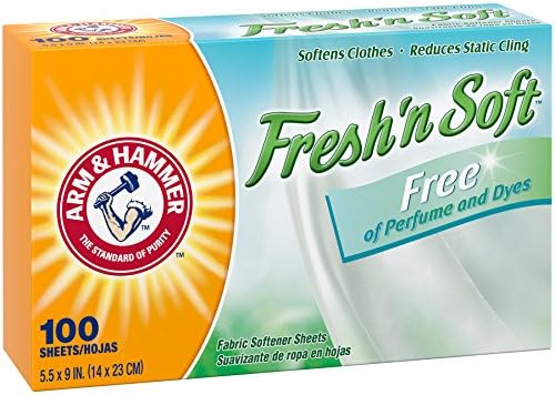 Arm & Hammer Fabric Softener Sheets, Free of Perfumes and Dyes, 100 ct (Pack of 2)