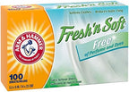 Arm & Hammer Fabric Softener Sheets, Free of Perfumes and Dyes, 100 ct (Pack of 2)