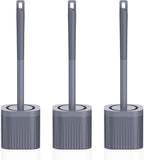 Toilet Bowl Brush and Holder, 3 Pack Compact Toilet Brush Set with Nylon Bristles Toilet Brush Hidden Scrubber Brushes for Bathroom Cleaning—Blue