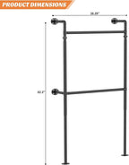 Aheaplus Industrial Pipe Clothing Rack, Reversible 3.5FT Clothes Rack for Hanging Clothes, Heavy Duty Garment Racks, Wall Mounted Closet Wardrobe Racks, Small Walk-in Closet System, Black