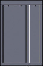 Portable Closet Wardrobe,67'' Closet Storage Organizer Rack with Shelves and Cover for Hanging Clothes, Non-Woven Fabric, Quick and Easy to Assembly (Gray)
