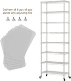 Golpart 8 Tier Shelves Storage Shelf Wire Closet Bathroom Organizers Metal Pantry Kitchen Garage Shelving Unit Laundry Room Organization Home Rack Net Basket Black with Wheels 12”D X 22”W X 74.2”H
