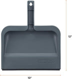 Superio Clip-On Dustpan with Rubber Lip - 10-inch Wide Durable Plastic Dust Pan with Comfort Grip Handle, 2-Pack (Grey)