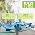 E-Cloth Microfiber Window Cleaning Cloth Kit - Glass Cleaning Cloth for Windows, Mirrors, Cars, Lenses, Eyeglasses, & More, Streak Free Clean, Machine Washable Reusable Towel - Alaskan Blue (2 Kits)