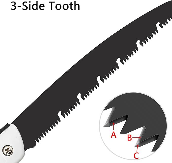 8 Inch Folding Saw, Pruning Hand Saw for Wood Cutting, Garden Pruner with SK5 Curved Blade, Triple- Cut Razor Teeth, Foldable Handsaw for Tree Trimming, Camping, Gardening and Carpentry