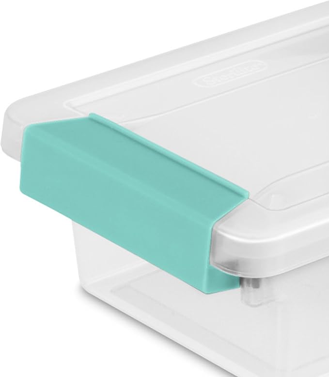 Sterilite 24-Pack Clip Box, Stackable Clear Plastic Bins with Latching Lids, Mini - Writing, Arts or Crafts Supplies Storage Containers for Home, Office, Classroom and Workshop Organization