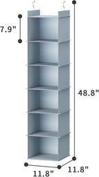 YOUDENOVA Hanging Closet Organizer, 6-Shelf Closet Hanging Shelves, Grey