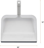 Superio Clip-On Dustpan with Rubber Lip - 10-inch Wide Durable Plastic Dust Pan with Comfort Grip Handle, White, 2-Pack