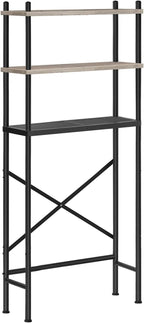 HOOBRO Over the Toilet Storage, 3-Tier Over Toilet Bathroom Organizer, Freestanding Above Toilet Shelf with Adjustable Feet, Space Saving, Easy Assembly, Greige and Black BG63TS01