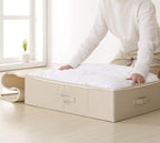 iwill CREATE PRO Folding Under Bed Shoes Storage Organiser Bins with Lid, Underbed Clothes Organizer Basket, Garment Storage Boxes, Beige