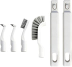 Hard Bristle Crevice Cleaning Brush Set with 4Pcs Brush Heads & 2Pcs Handles, Multifunctional Grout Brush Tools for Kitchen, Bathroom, Sink, Corner, Mug, Blender, and Hard-to-Reach Areas