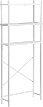 HOOBRO Over The Toilet Storage, 3-Tier Over Toilet Bathroom Organizer, Freestanding Above Toilet Shelf with Adjustable Feet, Space Saving, Easy Assembly, White WW63TS01