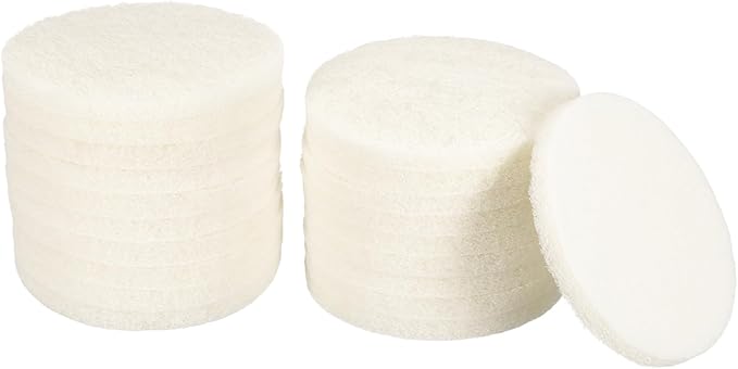 HARFINGTON 20pcs Scrubber Scouring Pads 450 Grits 4 Inch Drill Power Brush Hoop and Loop Surface Conditioning Disc Drill Scuffing Disc Scrub Pads for Home Kitchen Cleaning, White