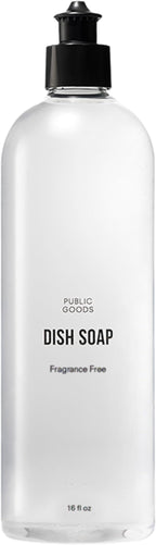 Public Goods Natural Fragrance Free Dish Soap | Kitchen Soap | Plant-Based & Vegan Friendly | Clear Dish Detergent Liquid | Concentrated Formula | Made in USA | 16 Fl Oz