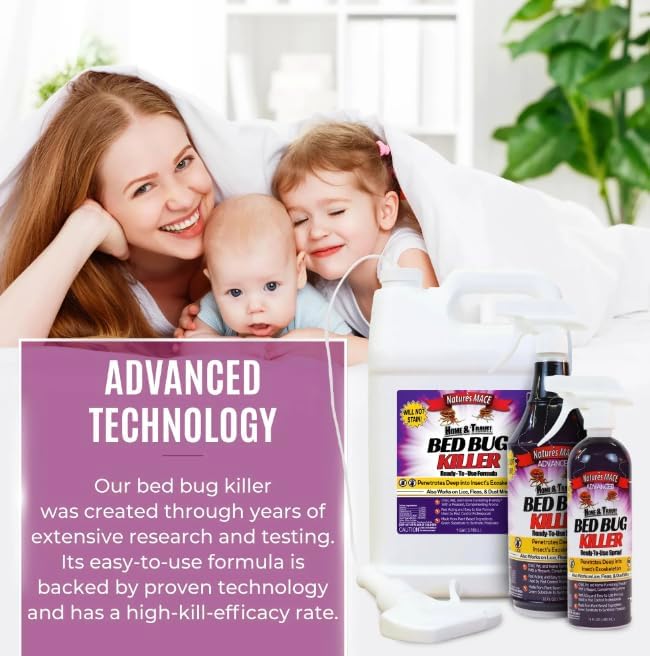 Nature’s MACE Bed Bug Killer 1 Gallon, Kill BedBugs Treatment, Mites, Eggs, Easy, Do-It-Yourself, Professional Bed Bug Spray, at-Home Solution, Mattress, Non-Toxic, Child & Pet Safe, Stain & Odor Free