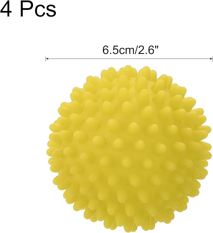 uxcell 4pcs Reusable Laundry Dryer Balls Vinyl Drying Balls for Reduce Wrinkles Static Fabric Softener Reduce Drying Time Save on Energy, Yellow
