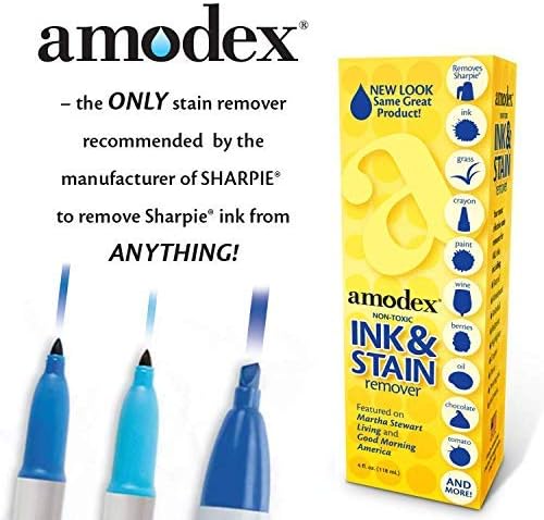 Amodex Ink and Stain Remover Unique Soap Liquid Formula 4 fl oz Bottle