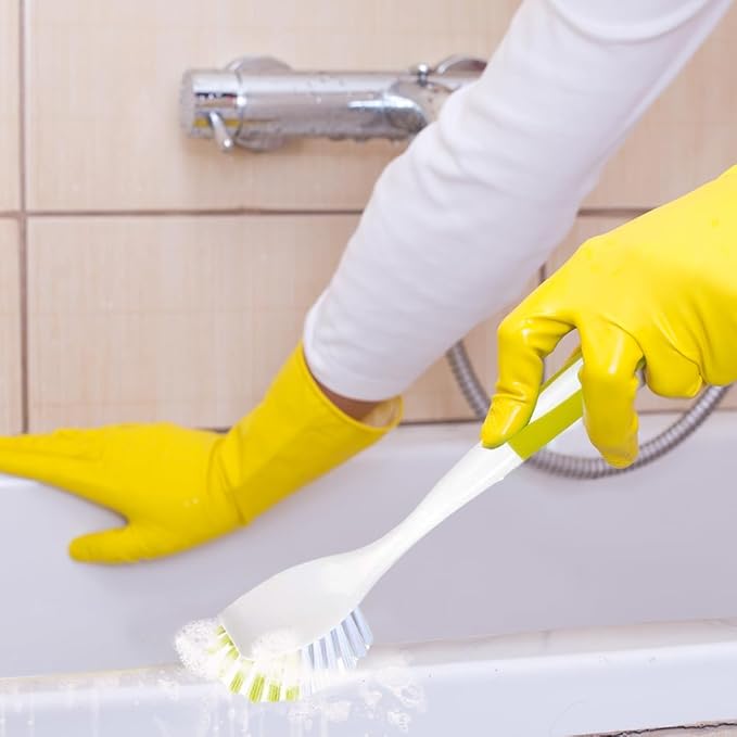 Dish Brush, Dish Scrubber & Kitchen Scrub Brush for Dishes, Pots, Pans, Sink, Cast Iron, Yellow-Green 2 Pack