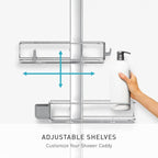 simplehuman Adjustable and Extendable Shower Caddy Large, Stainless Steel and Anodized Aluminum