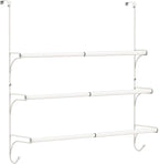 AULEDIO Adjustable Over The Door Triple Towel Rack with Hooks,White