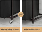 Herture Laundry Hampers with Shelf, Laundry Basket 3 Section, Laundry Sorter with Pull-Out Removable Large 3 Color Bags and Movable Wheels, Metal Frame, 3 x 15.87 Gallons (60L), Rustic Brown PF04XLN