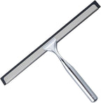J&V TEXTILES All-Purpose Stainless Steel Shower Squeegee for Glass Doors with Adhesive Hooks, Squeegee for Shower Glass, Bathroom Household Cleaner Tool, 10 Inch (Silver)