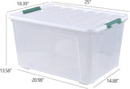 Begale 80 L Plastic Storage Bins with Lids, 4-Pack Clear Storage Box with Wheels