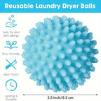 Reusable Laundry Dryer Balls, Sky Blue Plastic Anti-Static Fabric Softener, Reduces Wrinkles, Sustainable Cleaning Supplies, Essential Washing & Drying Aid for Soft, 6 Pack, 2.36 in (Sky Blue)