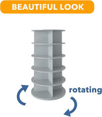 SpaceAid 5 Tier Rotating Shoe Rack Tower, Spinning Shoe Display Lazy Susan, Revolving 360 Shoe Rack Storage Round Carousel, Vertical Handbag Rotate Shoes Closet Organization (5-Tier Gray)