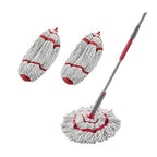 Rubbermaid Microfiber Twist Mop Kit with 2 Refills Kit Machine Washable Built-in Wringer Lightweight Safe for All Floor Types Deep Cleaning for Home/Bathroom/Garage/Office