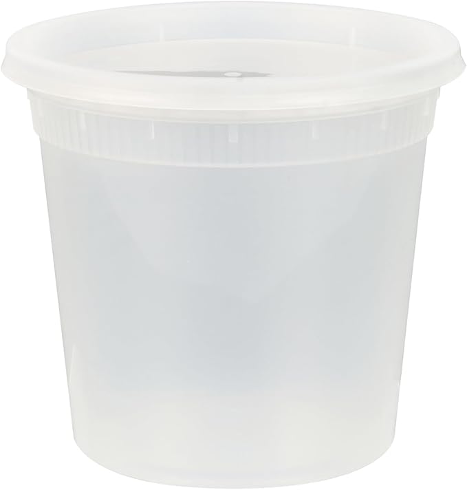 Restaurantware-Asporto 24 Ounce To Go Boxes, 100 Microwavable Round Soup Containers - Clear Plastic Lids Included, Do Not Contain BPA, Clear Plastic Soup Containers, Disposable