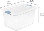 Sterilite 12-Pack Latching Box, Clear Plastic Organizer Bins with White Lids, 64 Quart – Large Stackable Containers for Closet, Bedroom, Garage, Kitchen, and Pantry Organization