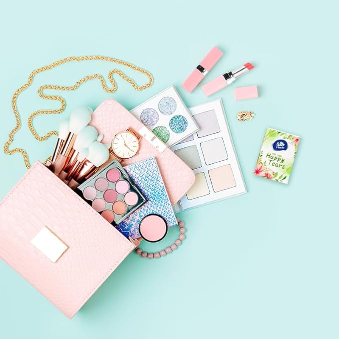 Vinda 3-Ply Mini Wedding Pocket Tissues, Happy Tears Facial Tissue Travel Size for Wedding Party (24 Packs of 10 Tissues)