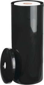 mDesign Plastic Floor Stand Toilet Paper Organizer with Cover, 3-Roll Space-Saving Tissue Storage for Bathroom - Fits Under Sink, Vanity, Shelf, in Cabinet, Corner - Aura Collection - Black