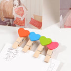 50 Pcs Mini Heart Wooden Clips Clothespins Photo Paper Peg Pin Craft Decoration Clips Laundry Storage Organization