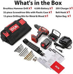 20V Brushless Hammer Drill, 531 in.lbs, 36000 BPM, 1/2" Keyless All-Metal Chuck, 4.0Ah Battery, 22+1+1 Clutch, Impact Drill Kit for Drilling Brick Wall, Metal, Wood, KDJZ05-13