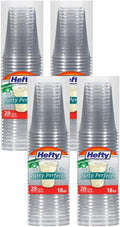 Hefty Party Perfect Clear Plastic Cups, 18 Ounce, 28 Count (Pack of 4)