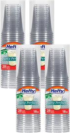 Hefty Party Perfect Clear Plastic Cups, 18 Ounce, 28 Count (Pack of 4)